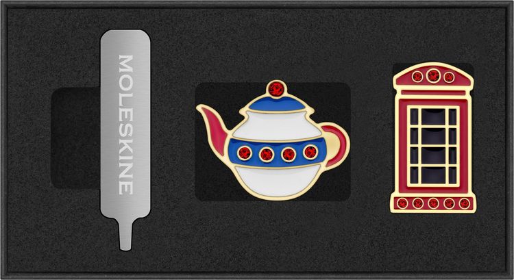 Produktbild: Moleskine Country Pins England (2er-Set), Teekanne + Telefonzelle