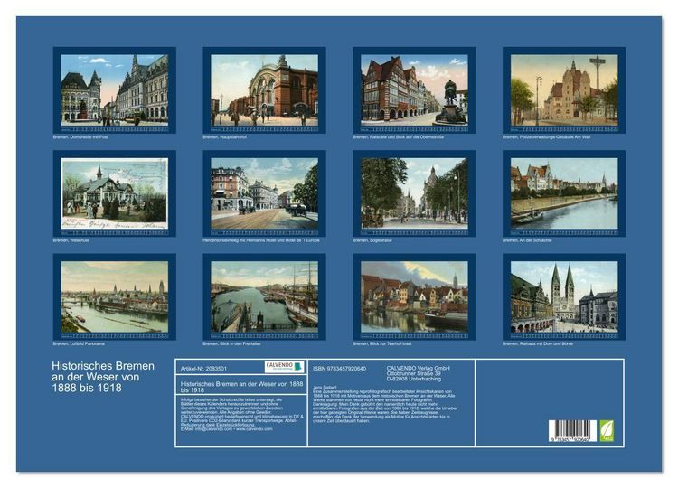 Produktbild: Historisches Bremen an der Weser von 1888 bis 1918 (Wandkalender 2026 DIN A2 quer), CALVENDO Monatskalender