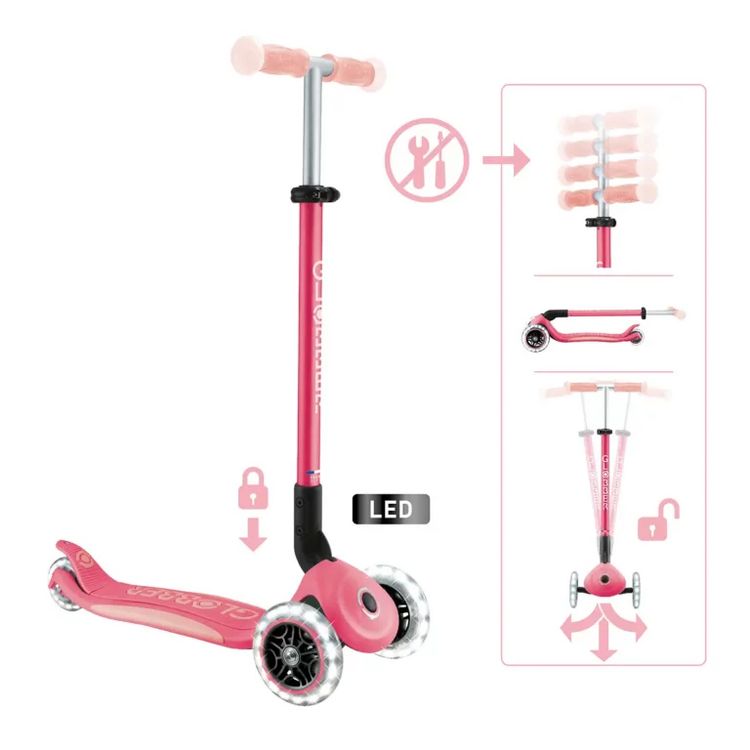 Produktbild: GLOBBER ELITE GLOW LIGHTS pastellrosa, mit Leuchtrollen und Glow-Effekt