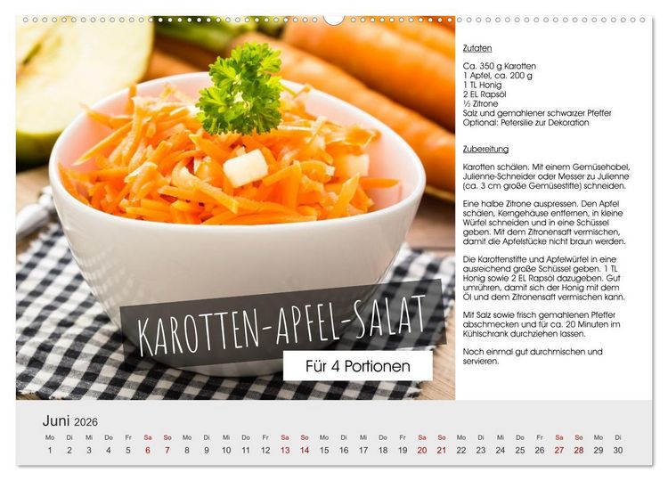 Produktbild: Vegetarisch - leicht und lecker (Wandkalender 2026 DIN A2 quer), CALVENDO Monatskalender
