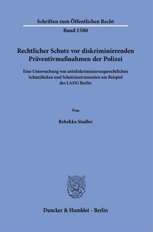 Produktbild: Rechtlicher Schutz vor diskriminierenden Pr&auml;ventivma&szlig;nahmen der Polizei
