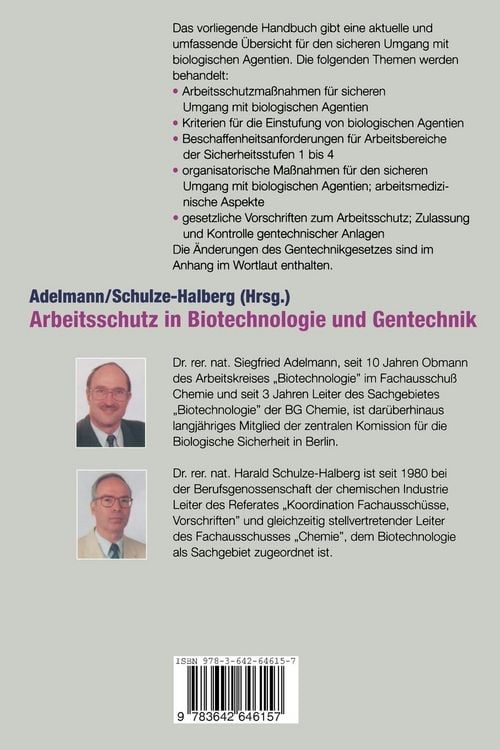 Produktbild: Arbeitsschutz in Biotechnologie und Gentechnik