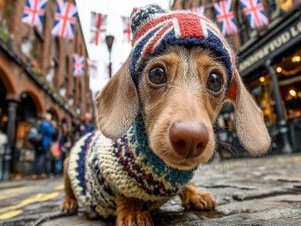 Produktbild: CALVENDO Puzzle S&uuml;&szlig;er Dackel in London - witziges Hundepuzzle f&uuml;r Fans von Gro&szlig;britannien | 1000 Teile Lege-Gr&ouml;&szlig;e 64x48cm Foto-Puzzle f&uuml;r gl&uuml;ckliche Stunden