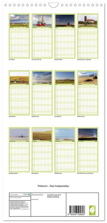 Produktbild: Familienplaner 2026 - Pellworm - Das Inselparadies mit 5 Spalten (Wandkalender, 21 x 45 cm) CALVENDO