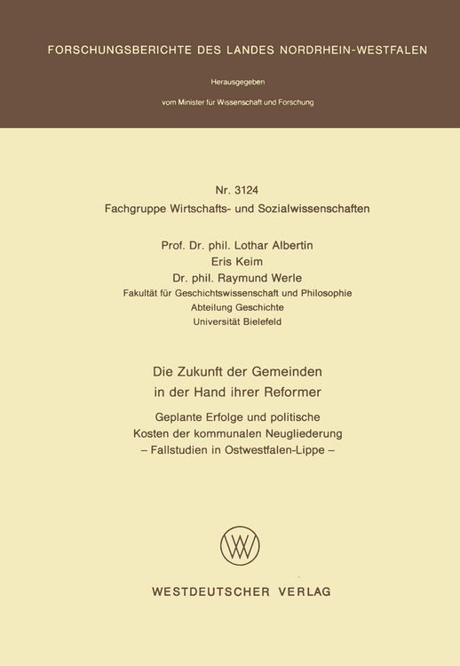 Produktbild: Die Zukunft der Gemeinden in der Hand ihrer Reformer