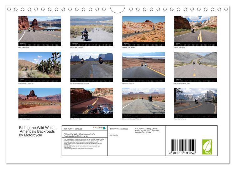 Produktbild: Riding the Wild West - America's Backroads by Motorcycle (Wall Calendar 2026 DIN A4 landscape), CALVENDO 12 Month Wall Calendar