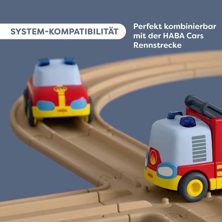 Produktbild: HABA 2013816001 - CARS Feuerwehr-Spielset mit 2 Autos, H&auml;nger und Wasser-Kugel