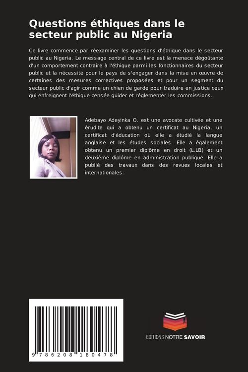 Produktbild: Questions &eacute;thiques dans le secteur public au Nigeria