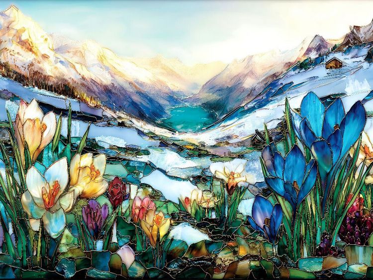 Produktbild: CALVENDO Puzzle Fr&uuml;hlingserwachen in den Bergen | 1000 Teile Lege-Gr&ouml;&szlig;e 64x48cm Foto-Puzzle f&uuml;r gl&uuml;ckliche Stunden