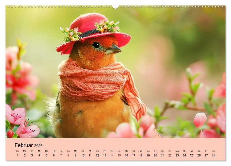 Produktbild: Niedliche V&ouml;gel! Trendige Schnabelstars erobern die Modewelt (hochwertiger Premium Wandkalender 2026 DIN A2 quer), Kunstdruck in Hochglanz