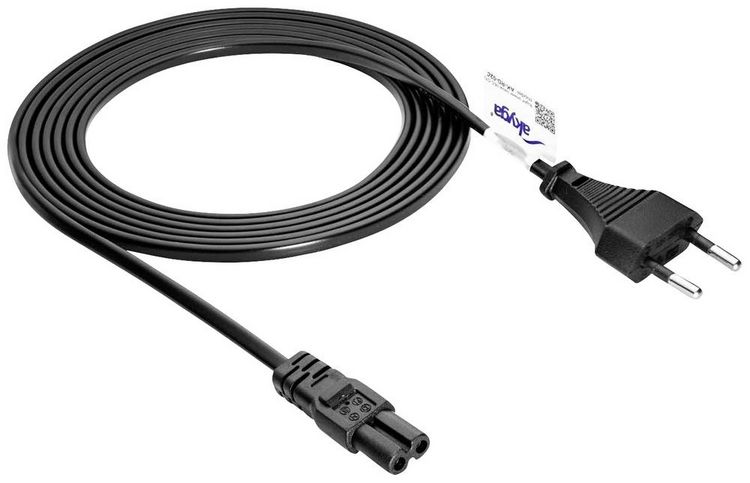 Produktbild: Akyga Strom Anschlusskabel [1x Euro-Stecker - 1x Kleinger&auml;te-Buchse C7] 3m Schwarz