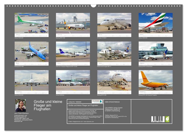 Produktbild: Gro&szlig;e und kleine Flieger am Flughafen (Wandkalender 2026 DIN A2 quer), CALVENDO Monatskalender