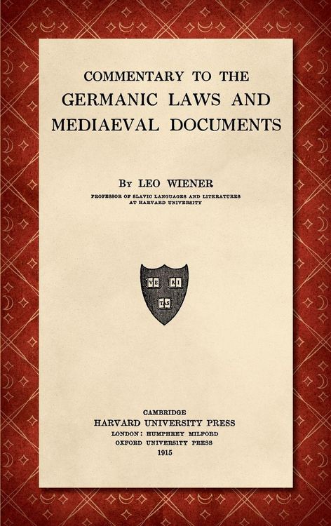 Produktbild: Commentary to the Germanic Laws and Mediaeval Documents [1915]