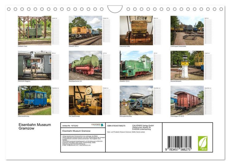 Produktbild: Eisenbahn Museum Gramzow (Wandkalender 2026 DIN A4 quer), CALVENDO Monatskalender