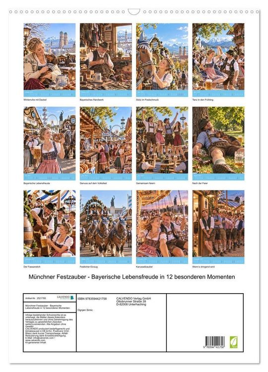 Produktbild: M&uuml;nchner Festzauber - Bayerische Lebensfreude in 12 besonderen Momenten (Wandkalender 2027 DIN A2 hoch), CALVENDO Monatskalender
