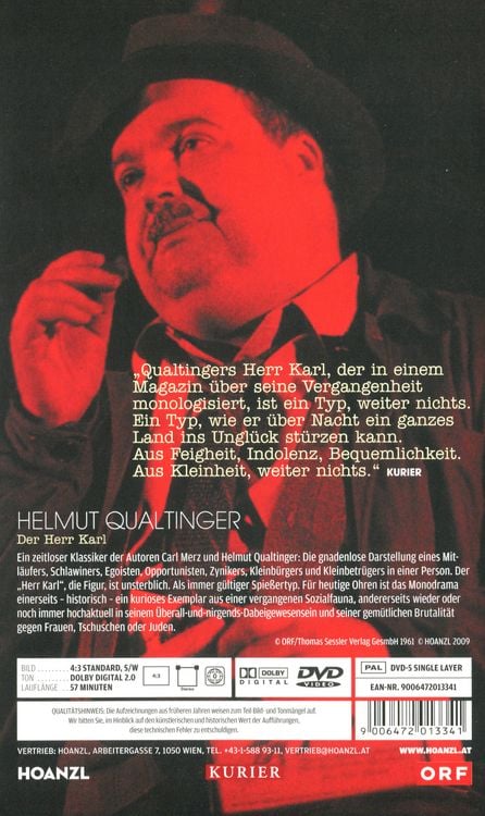 その他 Der Herr Karl [DVD] Helmut Qualtinger - Der Herr Karl von Erich Neuberg - DVD