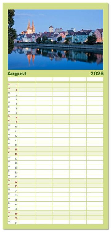 Produktbild: Familienplaner 2026 - Deutschlands sch&ouml;nste Altst&auml;dte - Bayern mit 5 Spalten (Wandkalender, 21 x 45 cm) CALVENDO