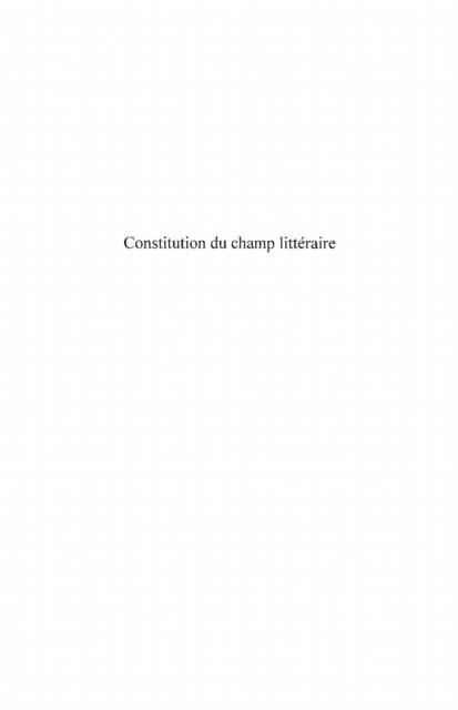 Produktbild: Constitution du champ litteraire