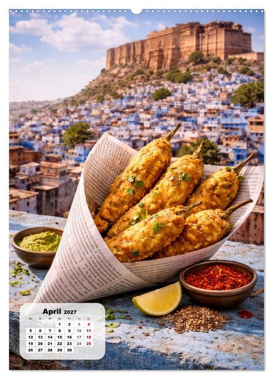 Produktbild: Indien - Eine Schlemmerreise durchs Land der Gew&uuml;rze (hochwertiger Premium Wandkalender 2027 DIN A2 hoch), Kunstdruck in Hochglanz