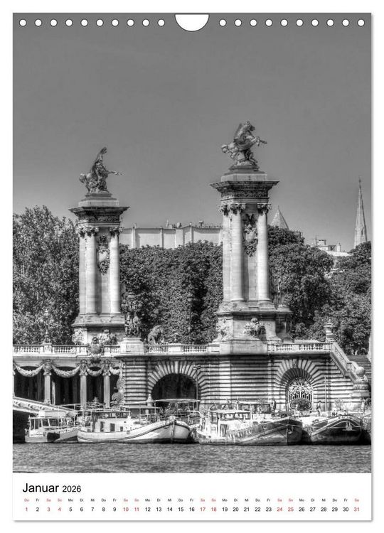 Produktbild: Paris schwarz wei&szlig; 2026 (Wandkalender 2026 DIN A4 hoch), CALVENDO Monatskalender