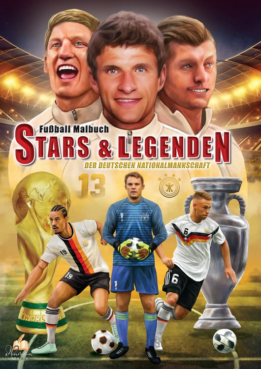Produktbild: Fu&szlig;ball-Malbuch STARS & LEGENDEN der deutschen Nationalmannschaft ab 6 Jahren mit 50 Motiven zum Ausmalen - ohne Spielersteckbrief