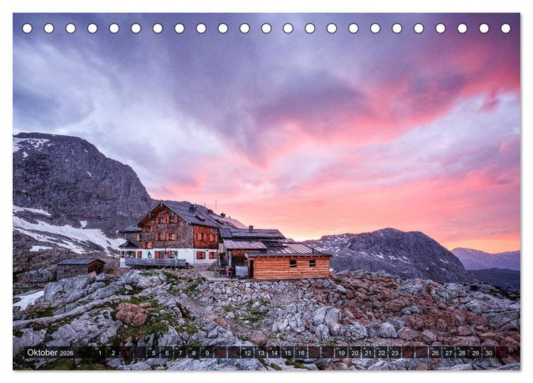 Produktbild: H&uuml;ttenzauber: Bergh&uuml;tten in den Alpen (Tischkalender 2026 DIN A5 quer), CALVENDO Monatskalender