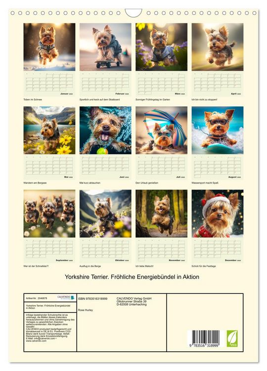 Produktbild: Yorkshire Terrier. Fr&ouml;hliche Energieb&uuml;ndel in Aktion (Wandkalender 2026 DIN A3 hoch), CALVENDO Monatskalender