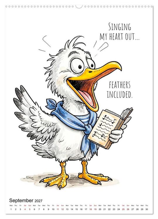 Produktbild: Seagull Shenanigan - A Coastal Year in Feathers (High Quality Premium Wall Calendar 2027 DIN A2 portrait),CALVENDO 12 Month Wall Calendar