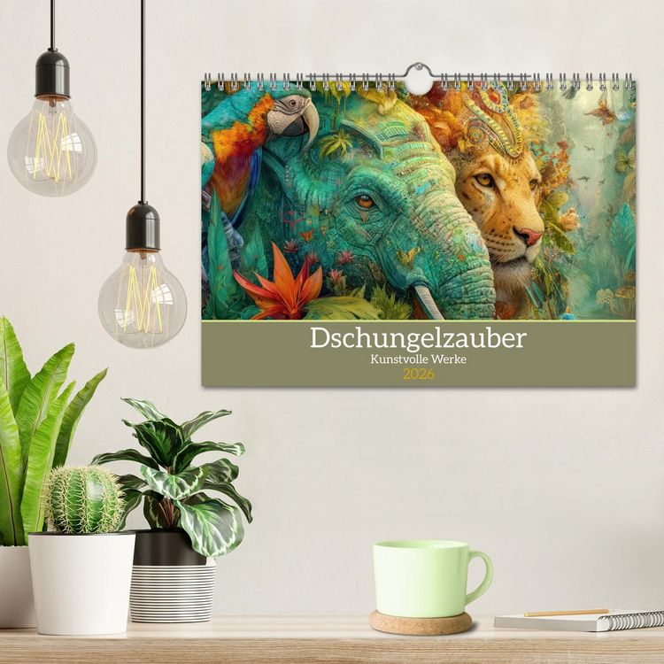 Produktbild: Dschungelzauber - Kunstvolle Werke (Wandkalender 2026 DIN A4 quer), CALVENDO Monatskalender