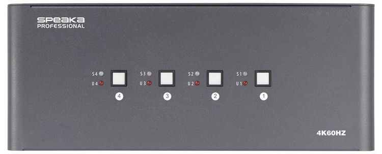 Produktbild: SpeaKa Professional 4 Port HDMI Multi Display KVM Switch 4x4 Port KVM-Konsole HDMI 3840 x 2160 Pixel