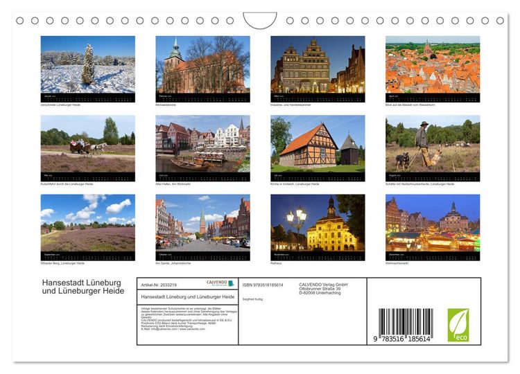 Produktbild: Hansestadt L&uuml;neburg und L&uuml;neburger Heide (Wandkalender 2026 DIN A4 quer), CALVENDO Monatskalender