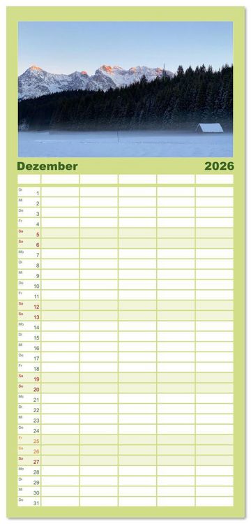 Produktbild: Familienplaner 2026 - Alpenauszeit - Bergpause f&uuml;rs Herz mit 5 Spalten (Wandkalender, 21 x 45 cm) CALVENDO