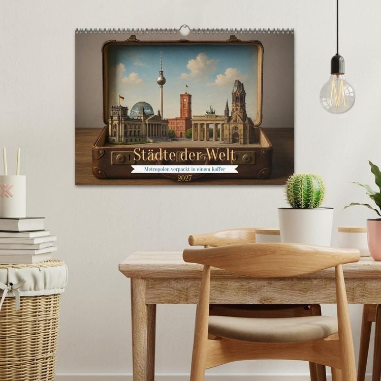 Produktbild: St&auml;dte der Welt - Metropolen verpackt in einem Koffer (Wandkalender 2027 DIN A3 quer), CALVENDO Monatskalender