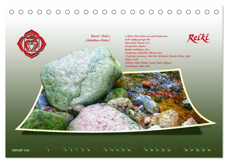 Produktbild: REIKI - Chakren und Lebensregeln (Tischkalender 2026 DIN A5 quer), CALVENDO Monatskalender