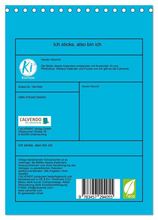 Produktbild: Ich sticke, also bin ich (Tischkalender 2026 DIN A5 hoch), CALVENDO Monatskalender