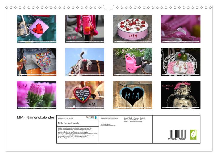 Produktbild: MIA - Namenskalender (Wandkalender 2026 DIN A3 quer), CALVENDO Monatskalender
