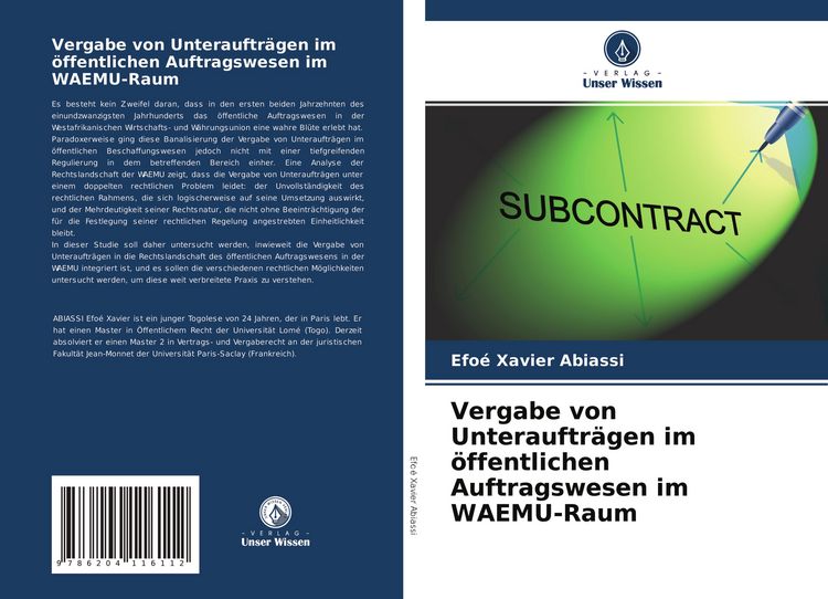 Produktbild: Vergabe von Unterauftr&auml;gen im &ouml;ffentlichen Auftragswesen im WAEMU-Raum