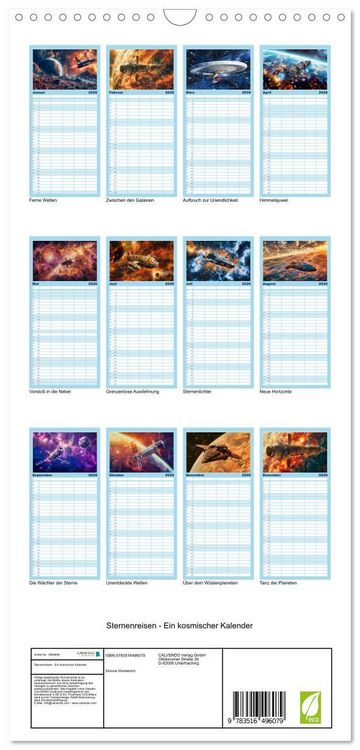Produktbild: Familienplaner 2026 - Sternenreisen - Ein kosmischer Kalender mit 5 Spalten (Wandkalender, 21 x 45 cm) CALVENDO