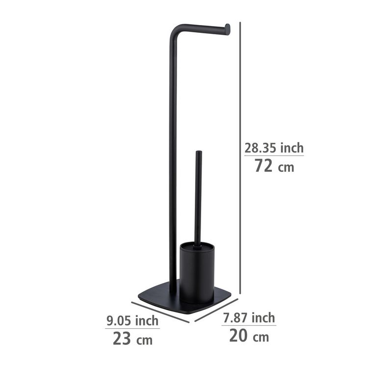Produktbild: Stand WC-Garnitur Mod. Iria Schwarz, mit WC-Papierrollenhalter und WC-B&uuml;rste