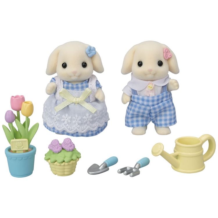 Produktbild: Sylvanian Families 5736 - Blossom Gardening Set, Flora Rabbit Sister & Brother, Blumen- und Garten-Spielset mit Figuren, Spielset