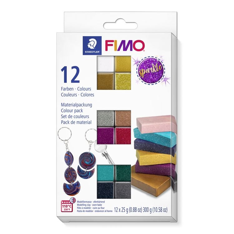 Produktbild: STAEDTLER FIMO ofenh&auml;rtende Modelliermasse FIMO effect 8013 Sparkle Colours, 12 x 25g Halbbl&ouml;cken