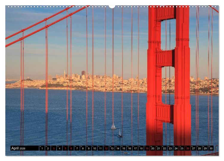 Produktbild: Golden Gate Bridge (hochwertiger Premium Wandkalender 2026 DIN A2 quer), Kunstdruck in Hochglanz