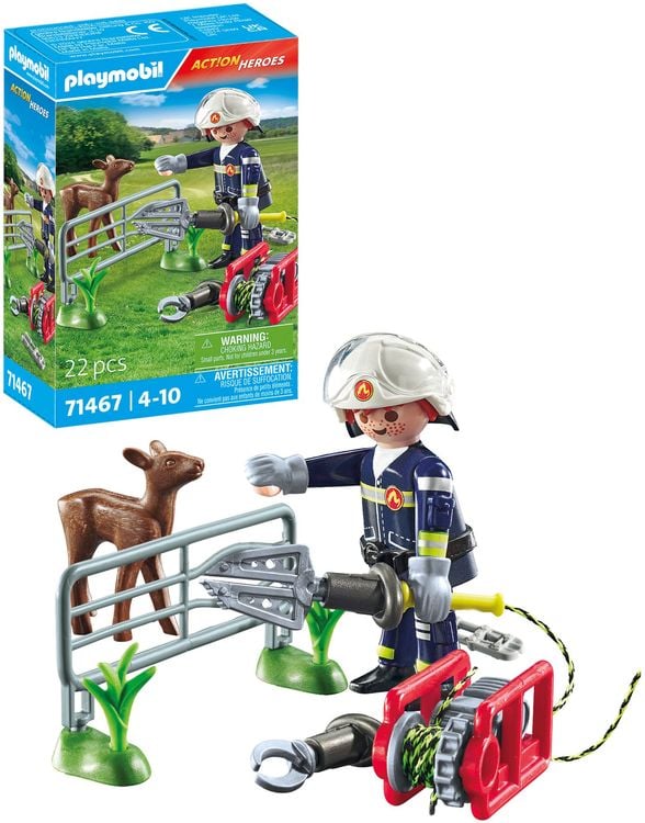 Produktbild: PLAYMOBIL 71467 - Action Heroes - Feuerwehr-Tierrettung
