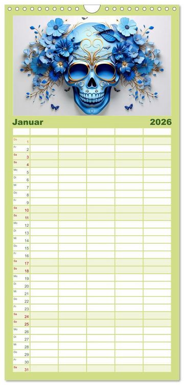 Produktbild: Familienplaner 2026 - Skull Flower - Totenkopf ART mit 5 Spalten (Wandkalender, 21 x 45 cm) CALVENDO