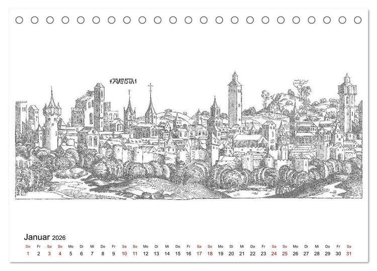 Produktbild: Schedelsche Weltchronik Deutsche St&auml;dte 1493 (Tischkalender 2026 DIN A5 quer), CALVENDO Monatskalender