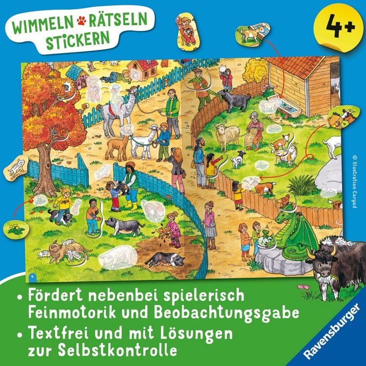 Produktbild: Wimmeln, R&auml;tseln, Stickern: Tiere