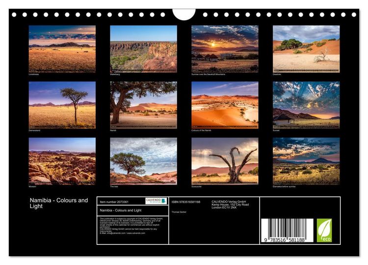 Produktbild: Namibia - Colours and Light (Wall Calendar 2026 DIN A4 landscape), CALVENDO 12 Month Wall Calendar
