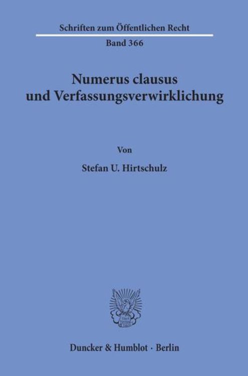 Produktbild: Numerus clausus und Verfassungsverwirklichung.