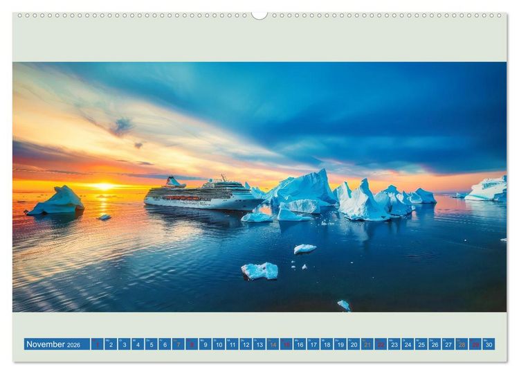 Produktbild: Kreuzfahrtschiffe vor Gr&ouml;nland (Wandkalender 2026 DIN A2 quer), CALVENDO Monatskalender