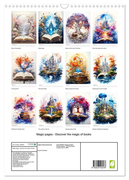 Produktbild: Magic pages - Discover the magic of books (Wall Calendar 2026 DIN A3 portrait), CALVENDO 12 Month Wall Calendar